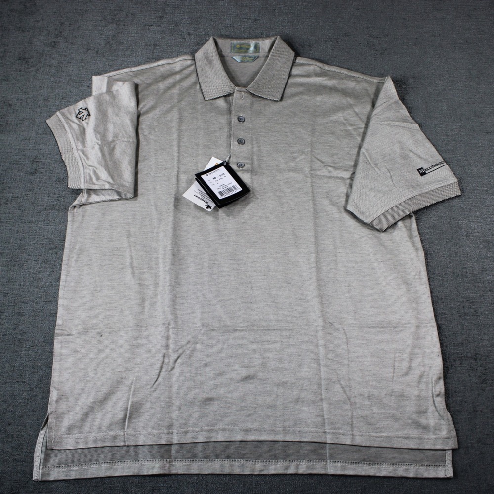 Descente International Collection Mens Egyptian Cotton Polo Shirt Gray Large NWT